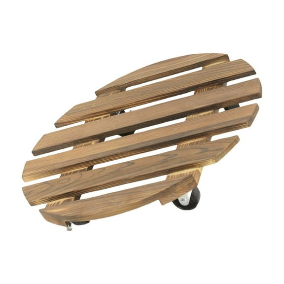 WINDLAND Plant Stand Wood Plant Stand with Wheels Heavy Duty Rolling Plant Stand Round Plant Stand Rollers Cart Rolling Tray