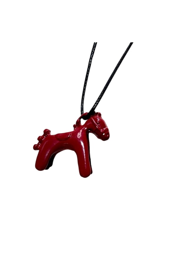 Playful Horse Drop Necklace Copper Pendant Stylish Adjustable Cord Neck Jewelry