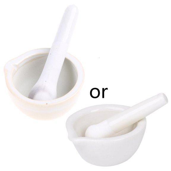 WINDLAND Porcelain Mortar and Pestle Set Laboratory Grinds Powdered Kitchen Gadget Mill