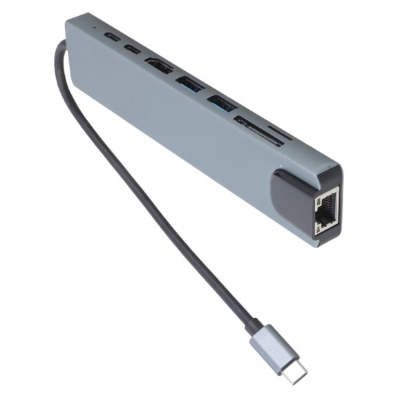 WINDLAND Portable 5/8 in 1 Type C Adapter with 4K USB HDMI2.0 Output and Gigabit Ethernet