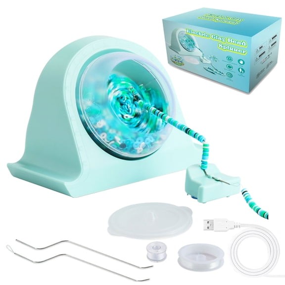 WINDLAND Automatic Clay Bead Spinner Bowl with Thread Beading Tool Bead Easy to Use Beads Stringing Machine DIY Crafters Supplies