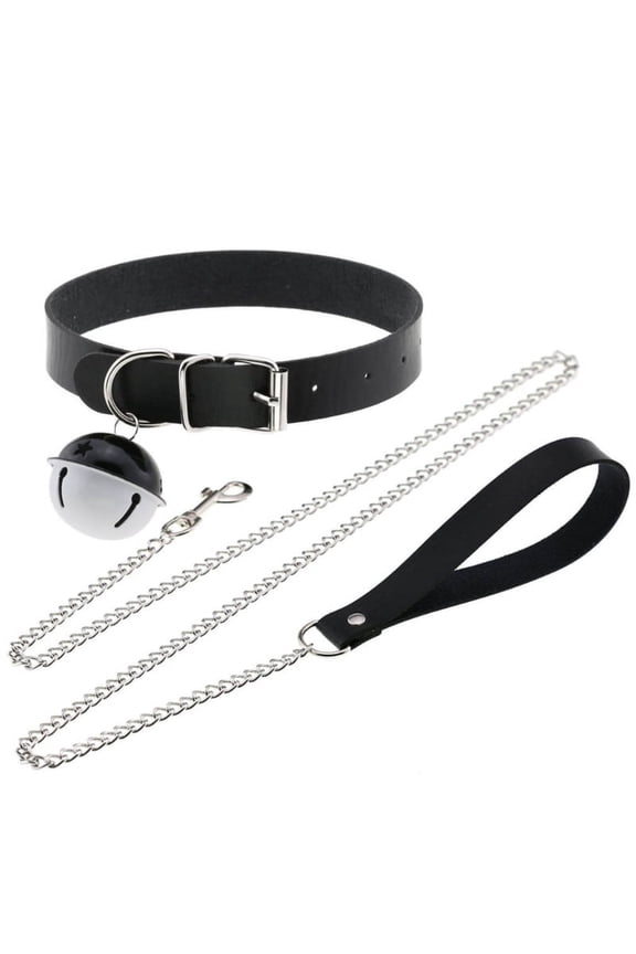 Punk Choker Necklace Punk Hauling Chain Bell Choker Leather Collar Choker