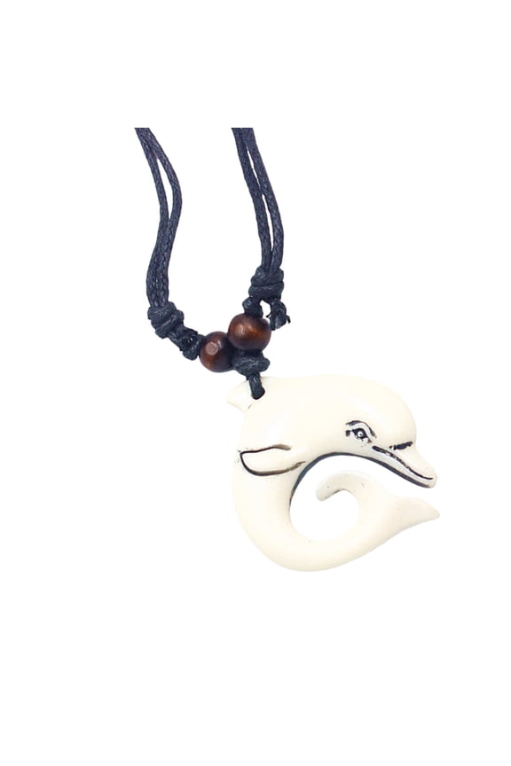 Resin Dolphin Charm Necklace Adjustable Length Neckchain Handmade Clavicle Chain