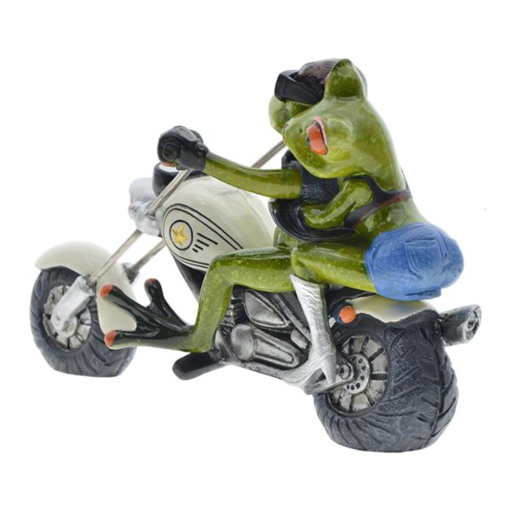 WINDLAND Resin Frogs Couple On Motorcycle Home Decors Sculpture Handcrafted Figurine Gift