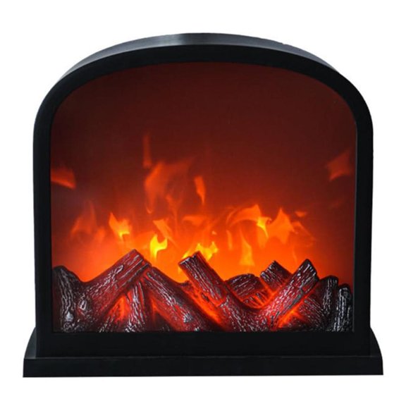 WINDLAND Retro Square Fireplaces LED Night Light Decorative Resin Tabletop Home Accent