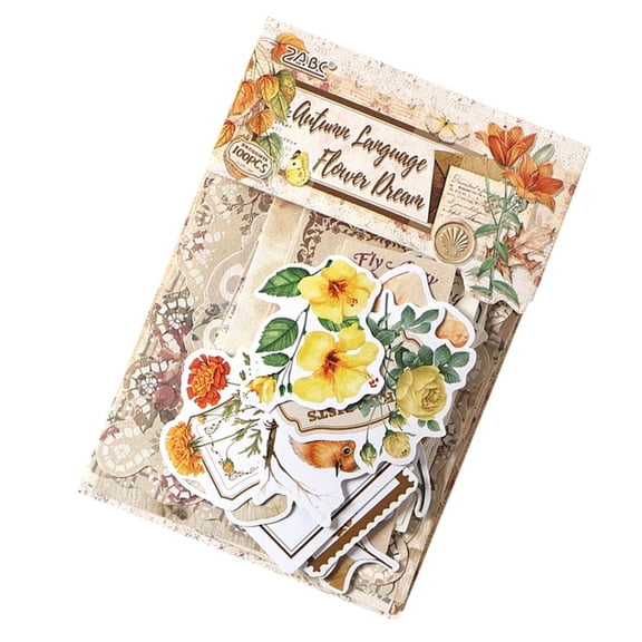 WINDLAND Retro Styles Florals Adhesive Sticker For Craft Featuring Flower Illustrations And Decorative Journal Accent
