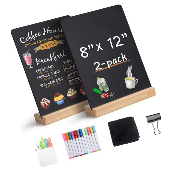 WINDLAND Reusable Small Chalkboard Desk Decors Message Board Wood Stand For Home Office