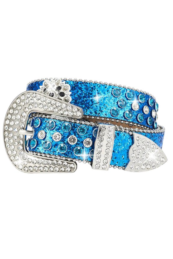 Rhinestones Sequined Belt for Adult Teens Street Wear Waistband for Pants Blingbling Waiststrap Rocker Waist Ornament
