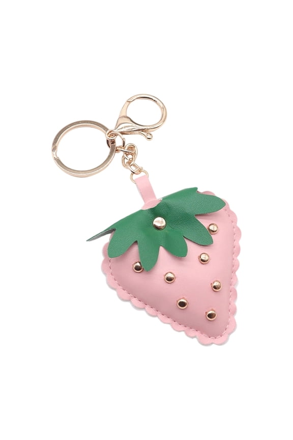 Rivet Design Strawberry Keychain PU Car Accessory PU Metal Gift Item