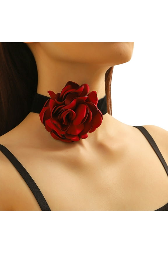 Rose Choker Women Velvet Choker Camellia Choker Goth Choker Flower Choker Necklace Gothics Necklace Vintage Choker