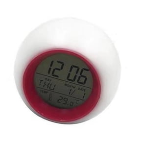 WINDLAND Round Digital Alarm Clock With Multicolor Mood Light Calendar Temperature Display Function Battery Operated Design