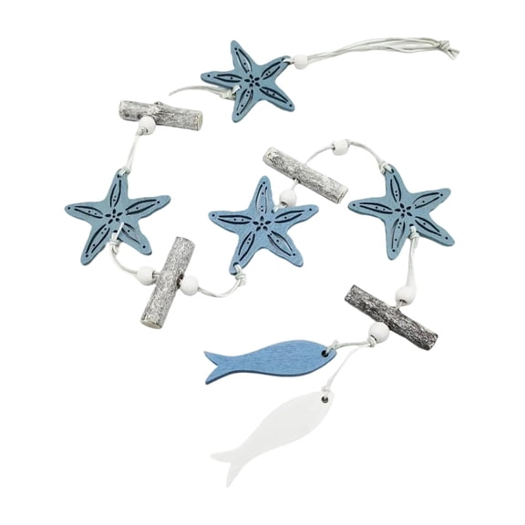 WINDLAND Rural Wood Hanging Decors Star Fish Shell Design Wall Art Decoration For Home Garden And Office Creative Furnishing Use