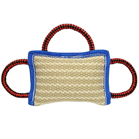 WINDLAND Safe Biting Pad for Tough Linen Tug Toy for Ideal for Tug of War Puppy Training Linen Pillow with 3 Durable Handles