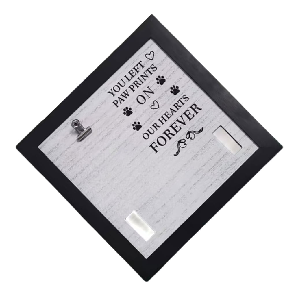 Honden Herinneringsfotolijst – Zwart Hout – Met Halsbandhouder – 23x23 Cm – Sympathiecadeau