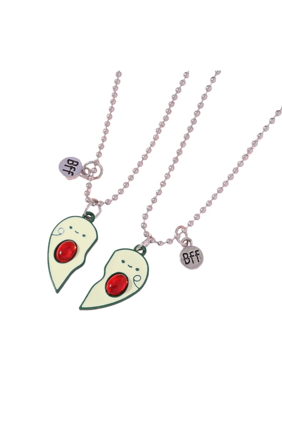 2Pcs Bestie Gift Heart Avocado Friendship Necklace Set Adjustable Clavicle Chain