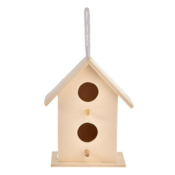 WINDLAND Small Bird House with Entrance & Perch for Outdoor Hanging Natural Wood Outside Garden Patio Decoration for Cardinals