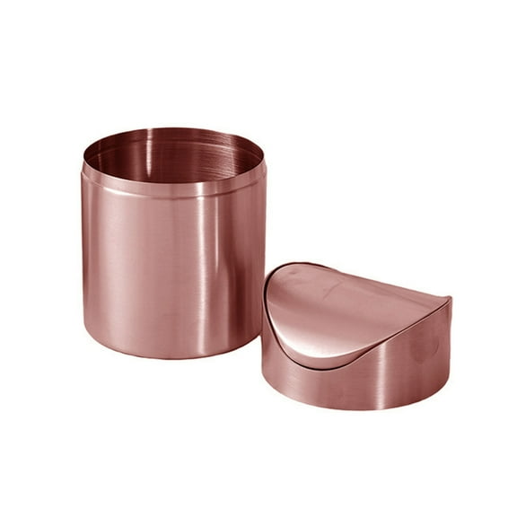 WINDLAND Small Desktop Brushed Steel Trash Bin with Swing Lid for Office or Home