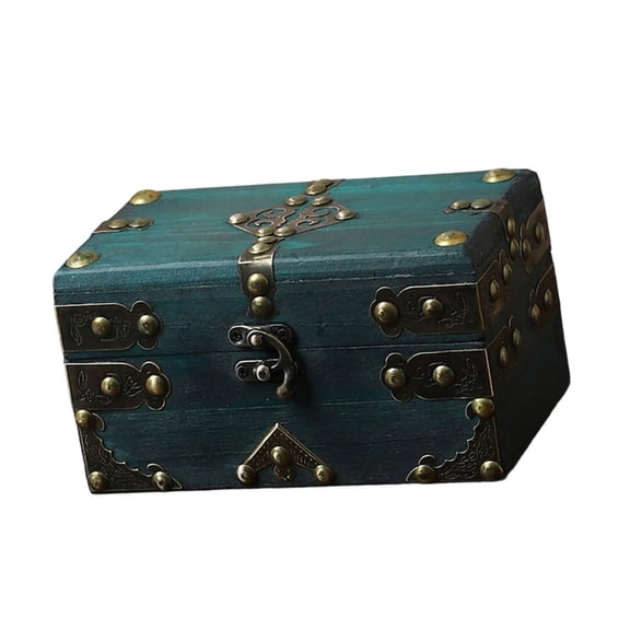 WINDLAND Small Wooden Trunk Decorative Wood Box for Coin Collection and Home Decoration Jewelry Storage Chest with Hinged Lid