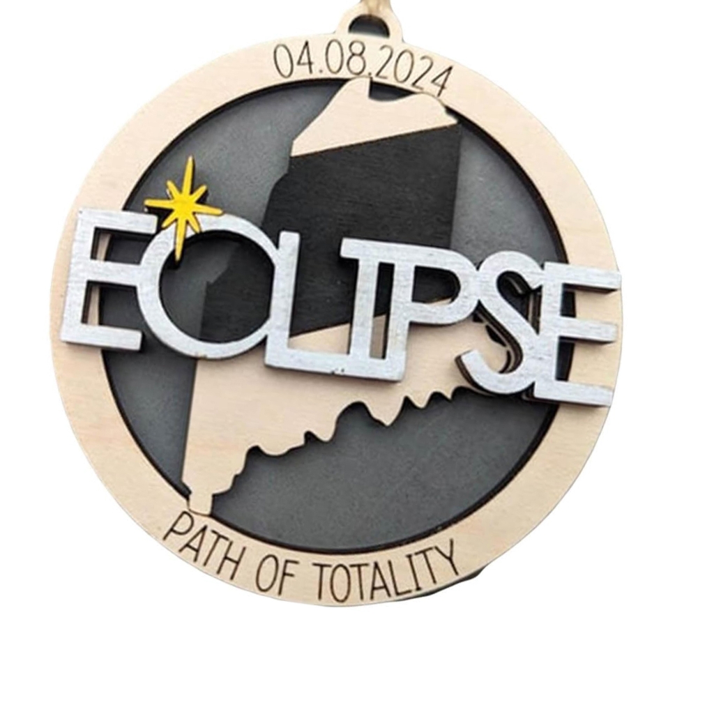 WINDLAND Solar Eclipses Ornament 2024 Totals Solar Eclipses Wood