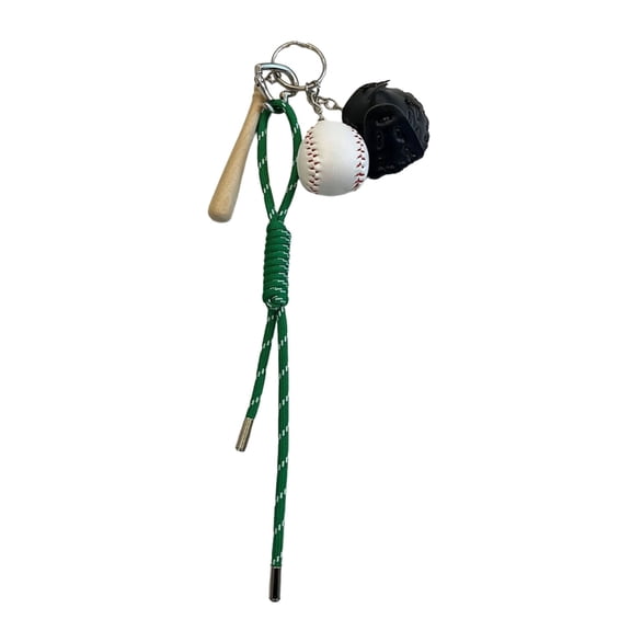 WINDLAND Novelty Baseball Gear Key Ring with Miniature Bat and Glove Handmade Keychain