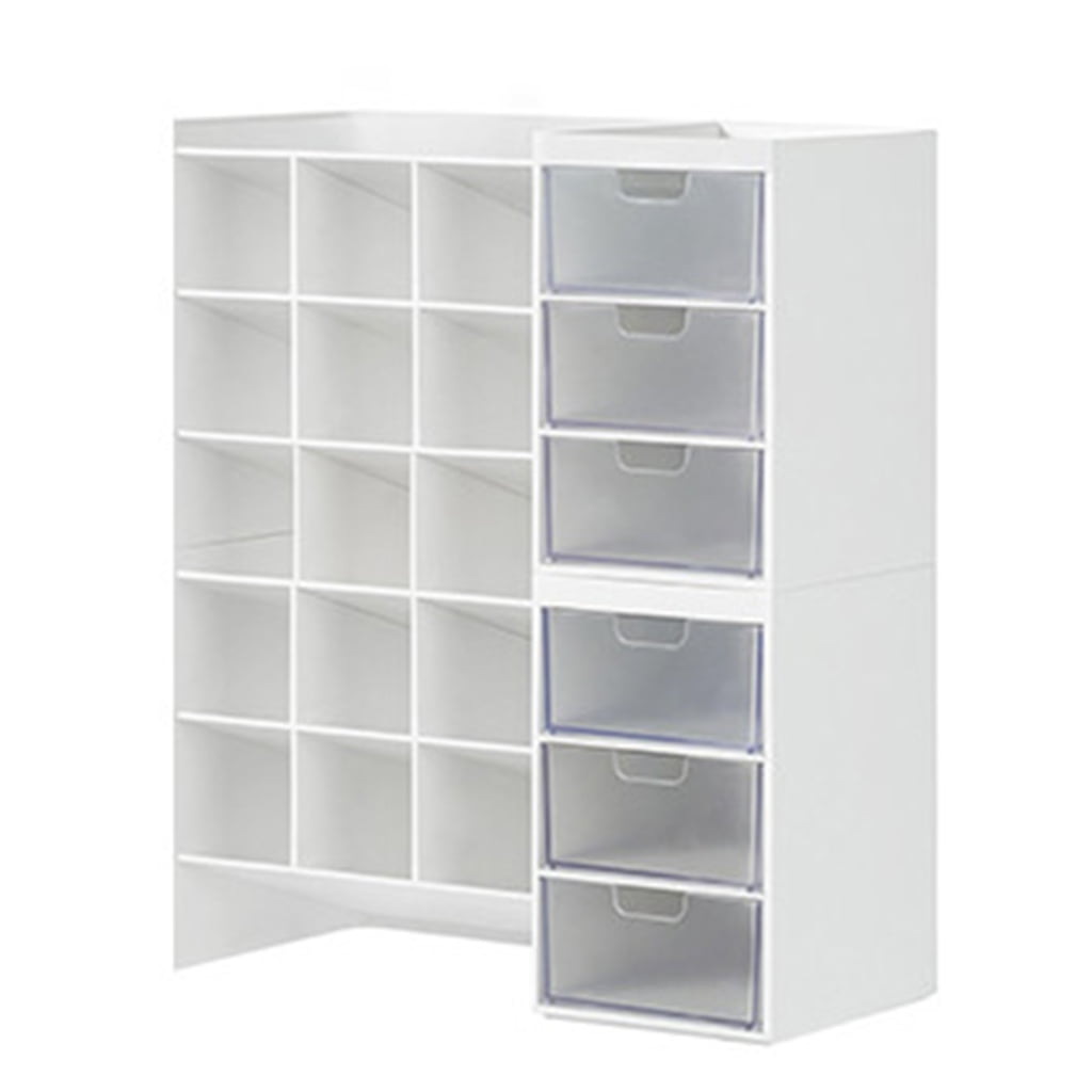 Stacking Marker Organizer 6-grid Inclined Pen Slots Large Capacity Desk Marker Organizer Storage Holder with 3 Drawers