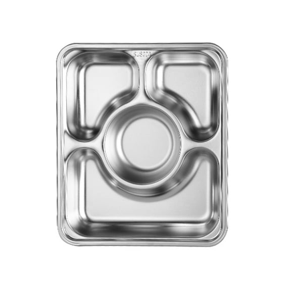 WINDLAND Stainless Steel Divided Plates Tray Dinner Plate Dumpling Plate Snack Plate With Removable Water Filter Seasoning Dish
