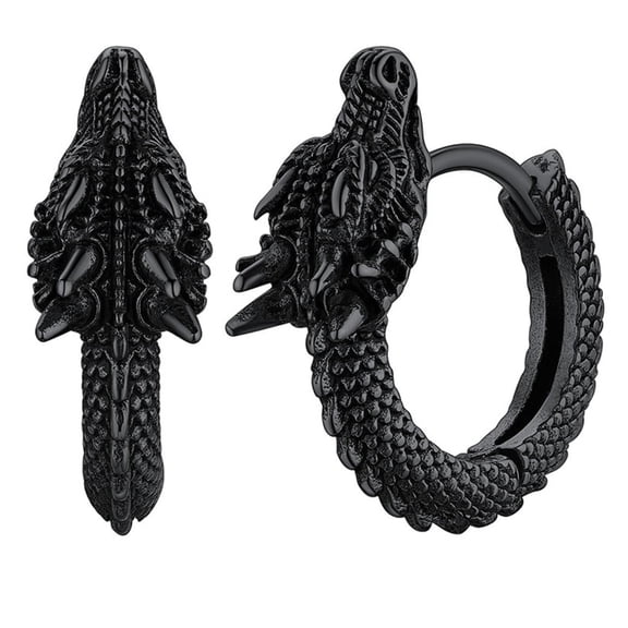 WINDLAND Stylish Unisex Dragon Hoop Earrings Punk Hip Hop Party Fashion Party Accessory