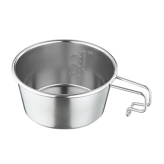 WINDLAND Stainless Steel Mugs with Handle 450ML Coffee Tea Cup Picnic Camping Mug Single-layer Coffee Cups Silver Cooking Pot