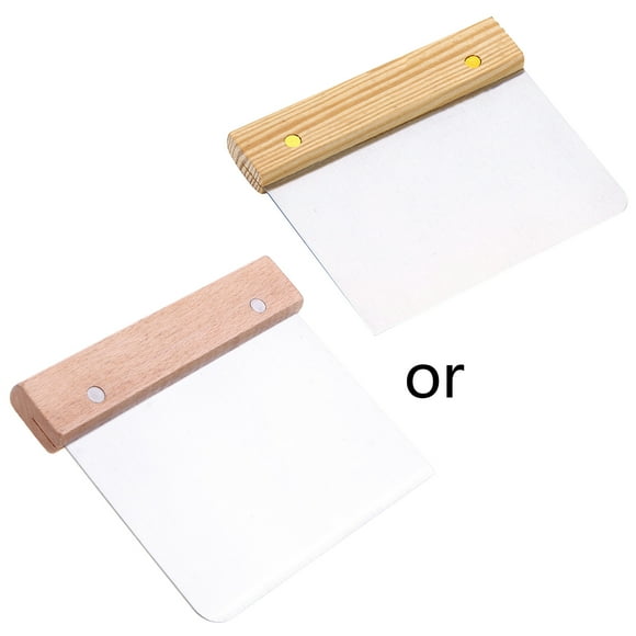 WINDLAND Stainless Steel Pizza Scraper Wooden Handle Bread Blade Pastry Spatulas Cutter