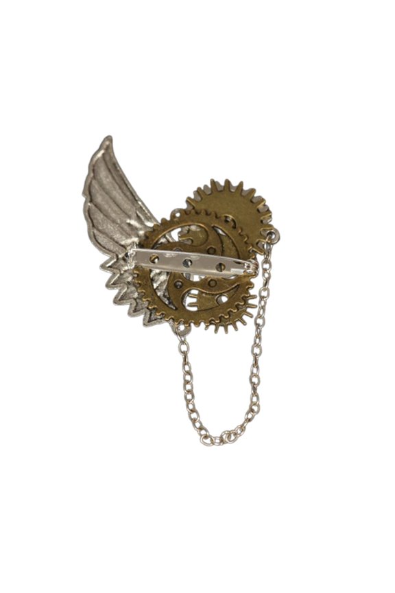 Vintage Brooch with Gears Steampunk Wing Brooch Pins for Women Men Clothing Decorative Accessories Punk Style Jewelry