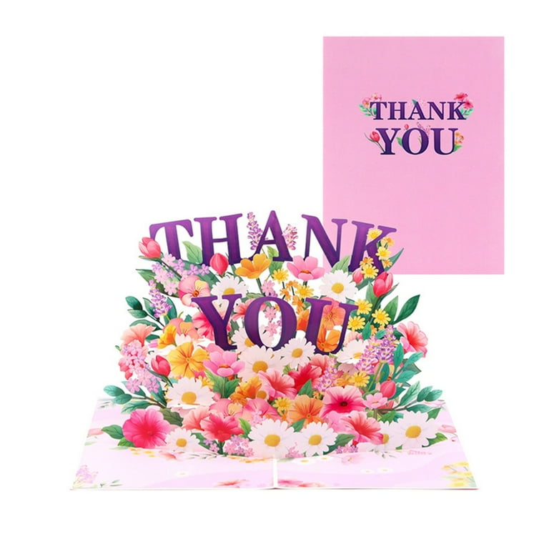 WINDLAND Stylish 3D Popup Thank You Card Attractive Pink 3D