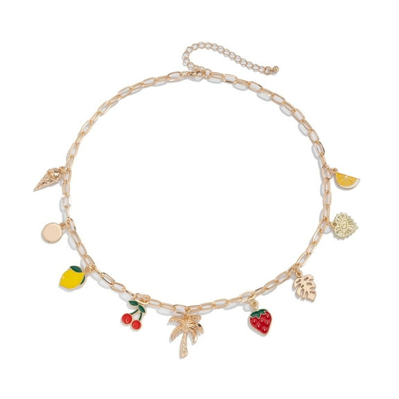 WINDLAND Summer Seashells Necklace with Gold Crosses and Starfish Pendant for Women