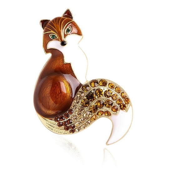 WINDLAND Decorative Foxes Pin Accessories Rhinestones Brooch for Women and Lovers