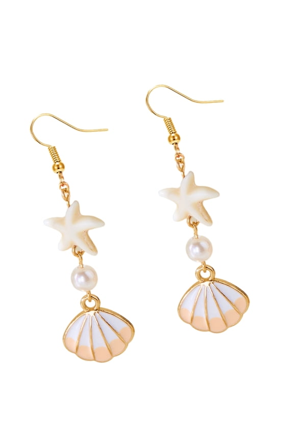 Stylish Starfish Seashells Alloy Earrings Portable Designs for Sensitive Skin