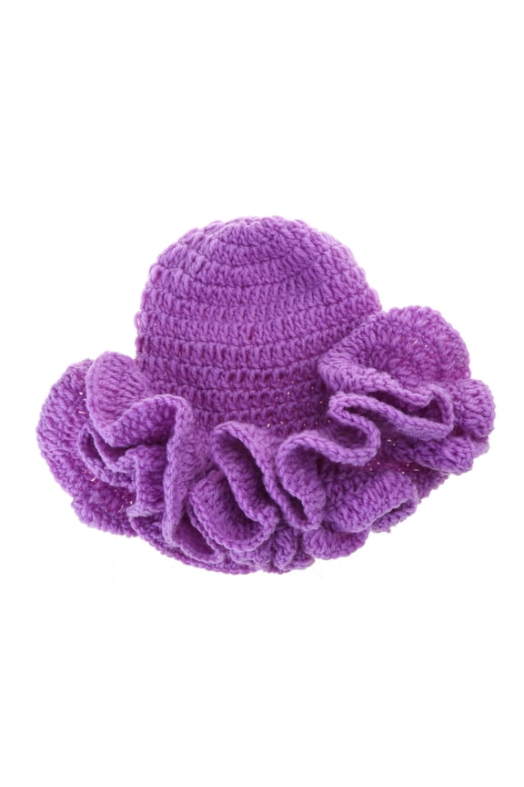 Sweet Girls Crochet Ruffled Brim Bucket Hat Cute Ladies Fisherman Hat Exaggerated Style Teens Winter Windproof Hat