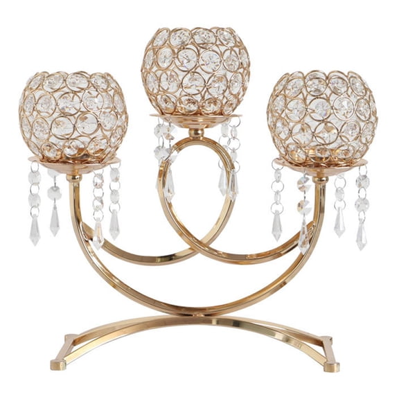 WINDLAND Table Centerpieces 3-head Crystal Candlestick Holders Crafts for Wedding Dinning