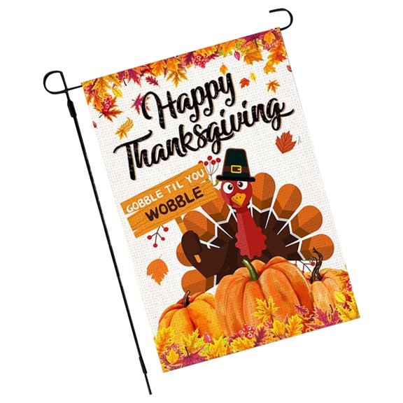 WINDLAND Thanksgiving Turkey Garden Flag Durable Linen-Cotton Blend Outdoor Display