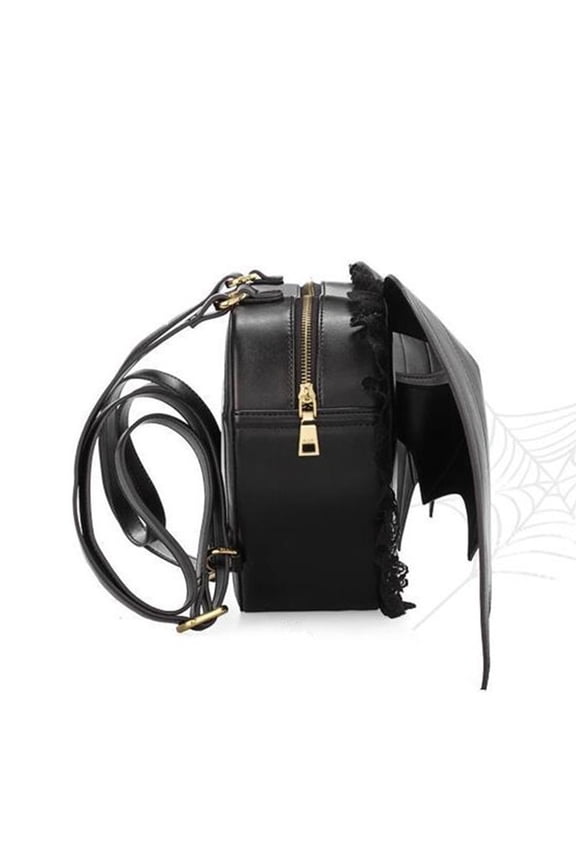 7829 Durable and Trendy PU Devil Bat Rucksack Travel Backpack Gothic Daypack for Women with Unique Taste