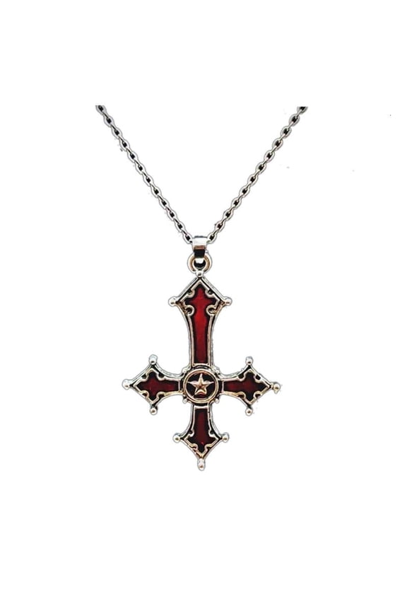 Trendy Gothic Necklace with Inverted Crucifix Accessory for Party and Daily Wear