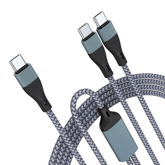 WINDLAND Twin USB C Cable 100W Fast Charge Power Splitter 130CM Nylon Weaved Cord