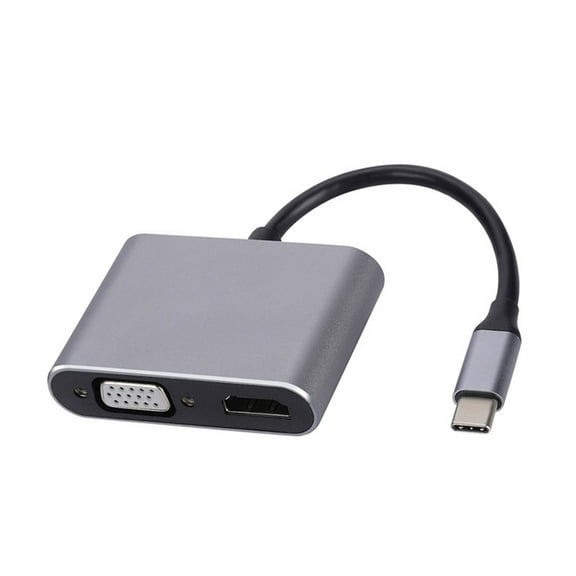 WINDLAND USB C to HDTV VGA Adapter 4K@30Hz USB C Adapter Double Monitor Output For Laptop