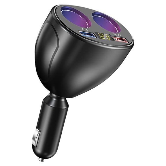 WINDLAND USB Car Charger 2 Socket Cigarettes Lighter Splitter Fast Charging Cigarettes Lighter Adapter LED Display for Phone