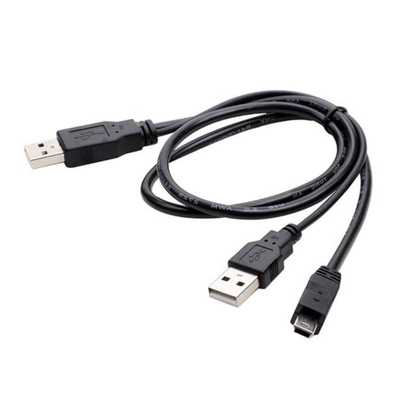 WINDLAND Double USB A Male To Mini B 5Pin Y Splitter Cable For External Hard Drive DVDs BluRay 50cm Highly Speed Data Transfer