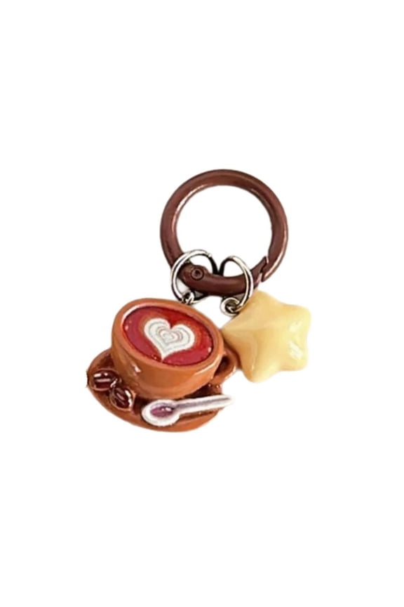 Unique Star Coffee Keychain Creative Hanging Ornament Keyring Charm for Couple