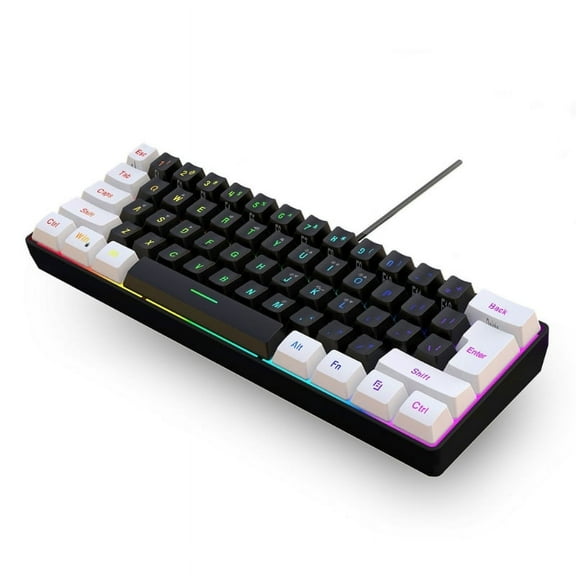 WINDLAND V700WB Wired Gaming Keyboard 61 Keys Multi-Color RGB Illuminated LED Backlit Quick-Response Wired Ultra-Compact Keypad