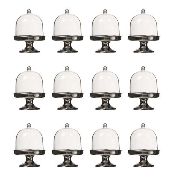 WINDLAND Versatile Dessert Display Plate Set 12pcs Mini Cake Stand with Dome Cover Plating Candy Holder Fashionable &Personalized