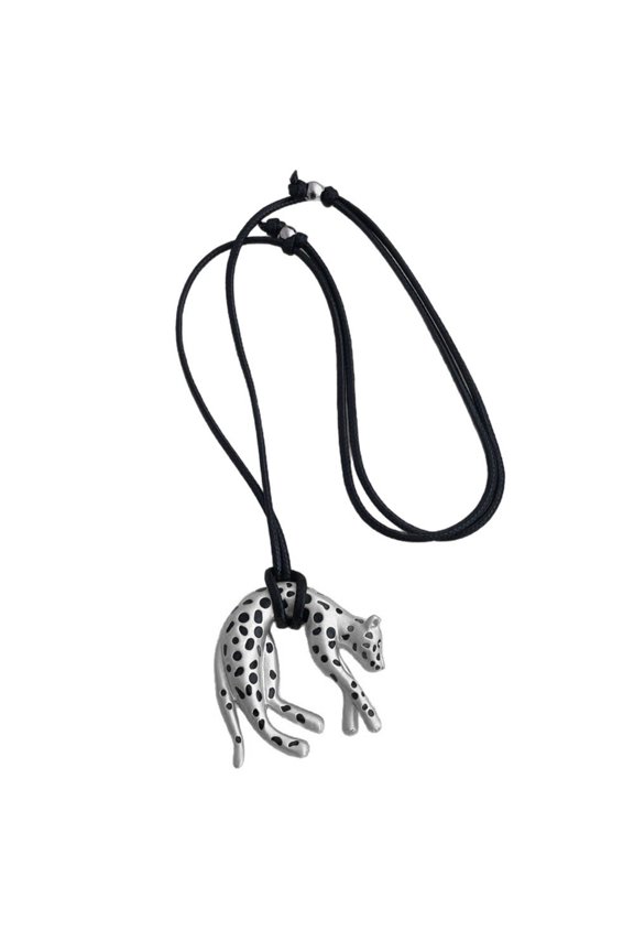 Versatile Long Leopard Pendant Necklace for Layering with Tops Blouses Outfits