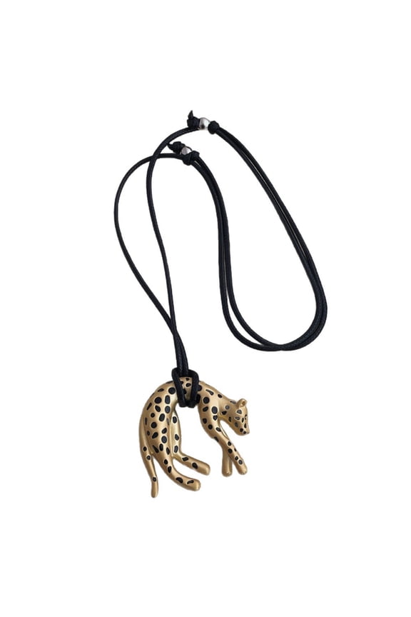 Versatile Long Leopard Pendant Necklace for Layering with Tops Blouses Outfits