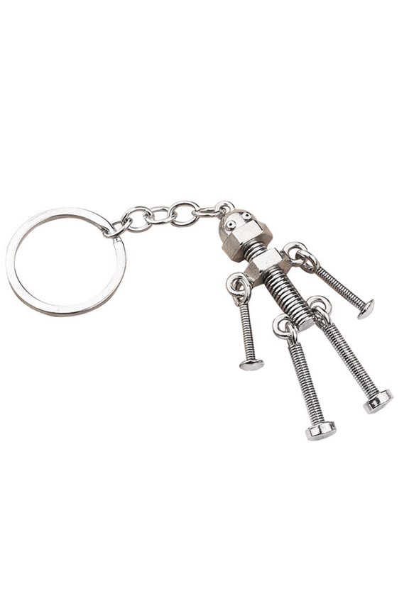 Vintage Mechanical Screw Robot Keychain Creative Movable Joint Car Key Holder