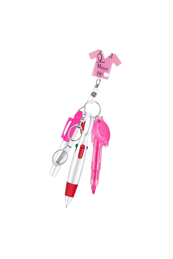 Versatile Nurse Pen Gift Set With Badge Holder Highlighter Marker LED Keychain for Professionals